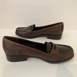 Franco Sarto Career Shoes Brown Leather Penny Loafers "Celia" Women's Size 7M